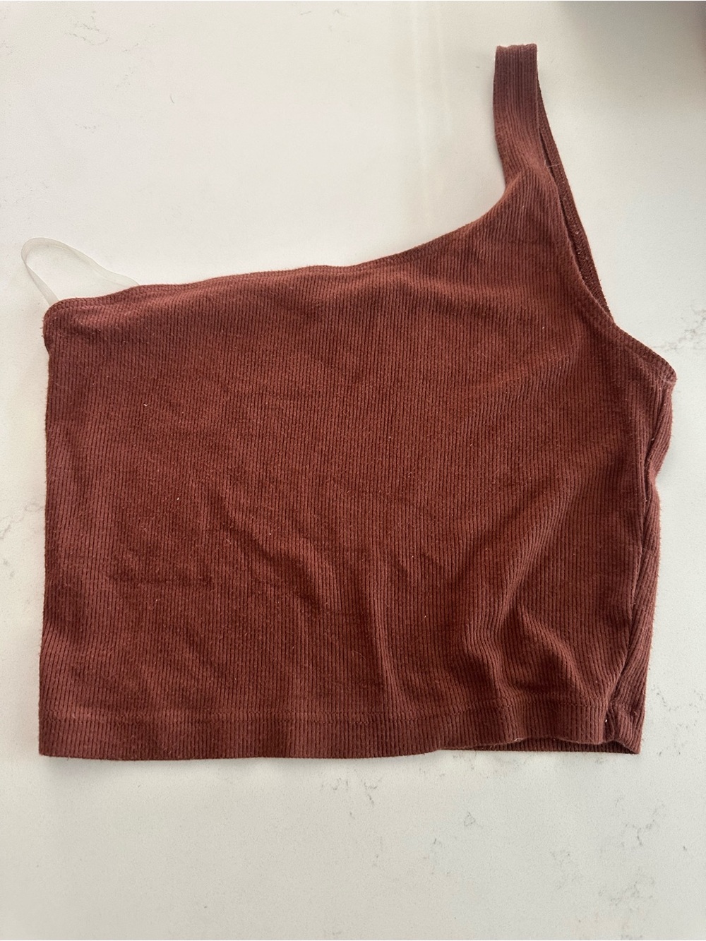 JOAH BROWN Cropped One-Shoulder Knit Tank Top